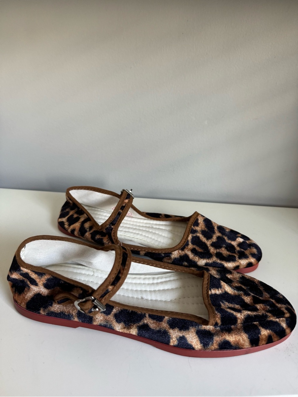Nin Hao Leopard Mary Jane Flats